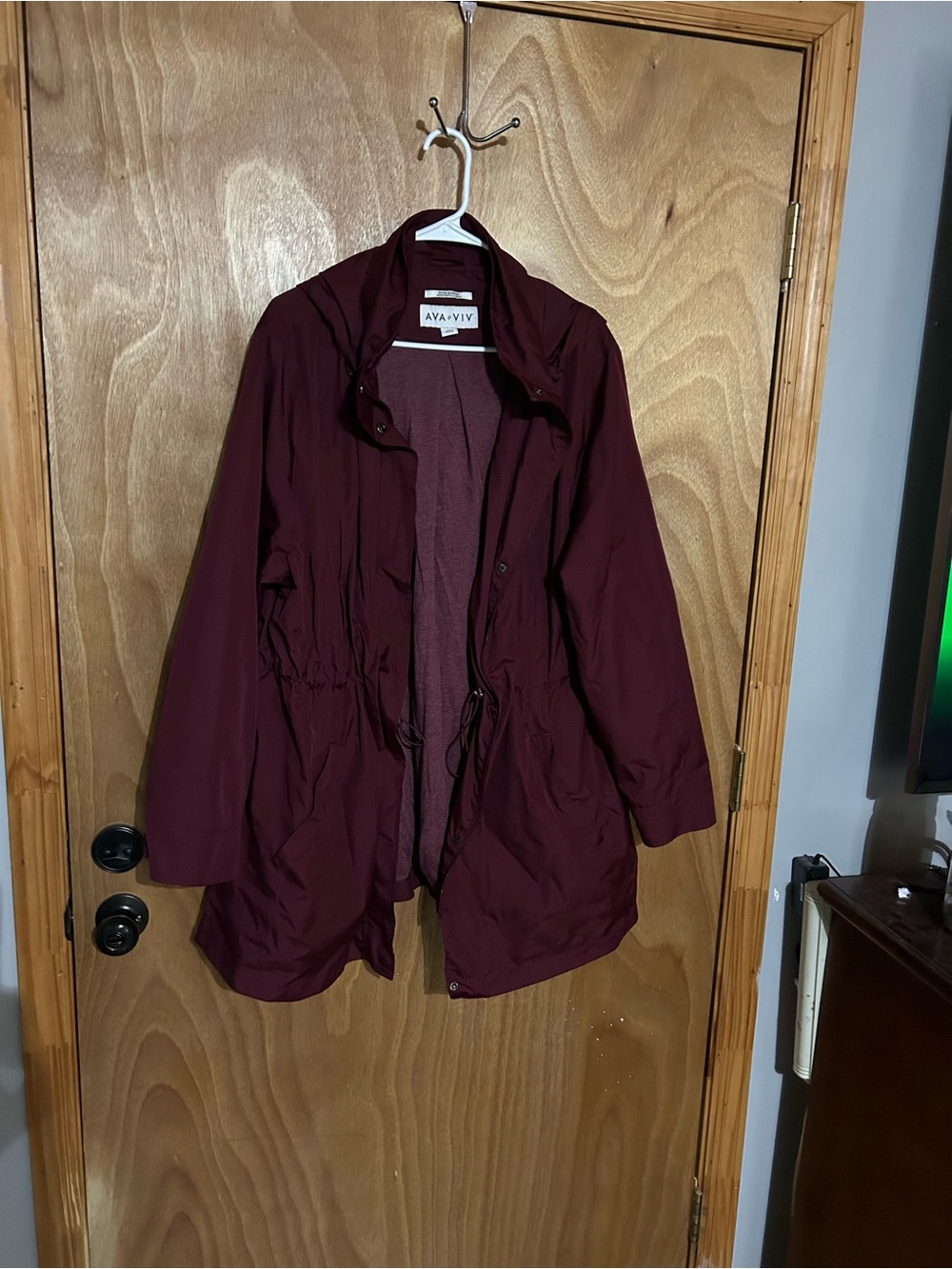 Ava & Viv Women's Burgundy Hooded Utility Parka